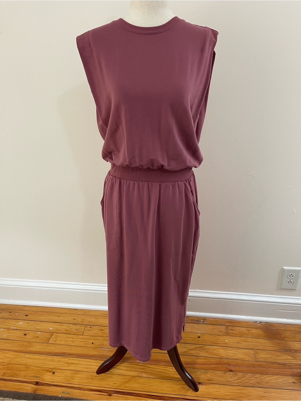 Garnet Hill Tencel Cinch Waist Midi Dress M Mauve Rose NWOT